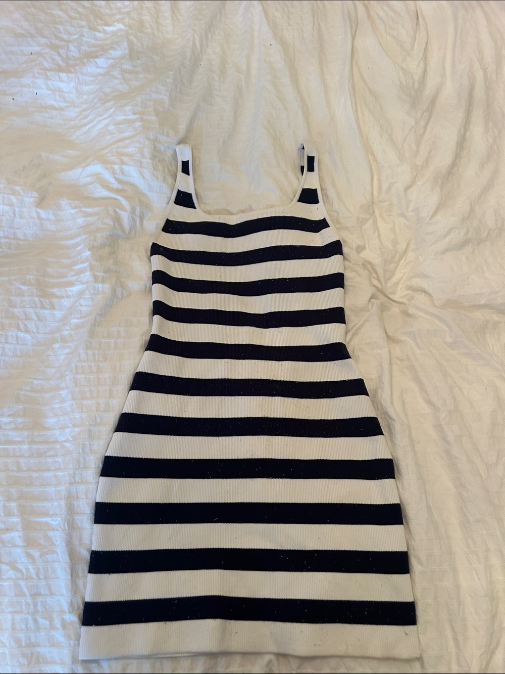Babaton Navy and White Striped Knit Mini Dress